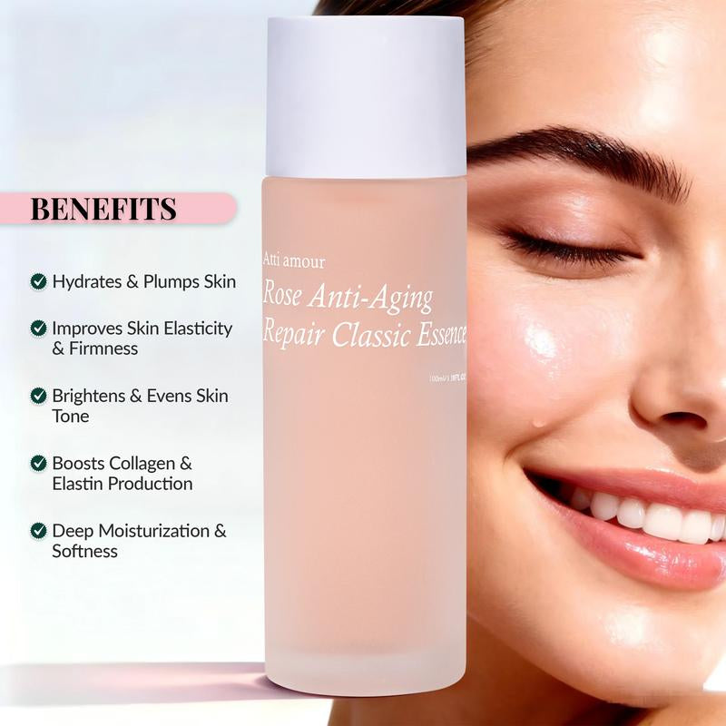 Zy Hydrate Moisturizing Attiamour Rose Essence Water - Anti-Aging, Hydrating Serum with Pure Plant Extracts for All Skin Types - 100ml