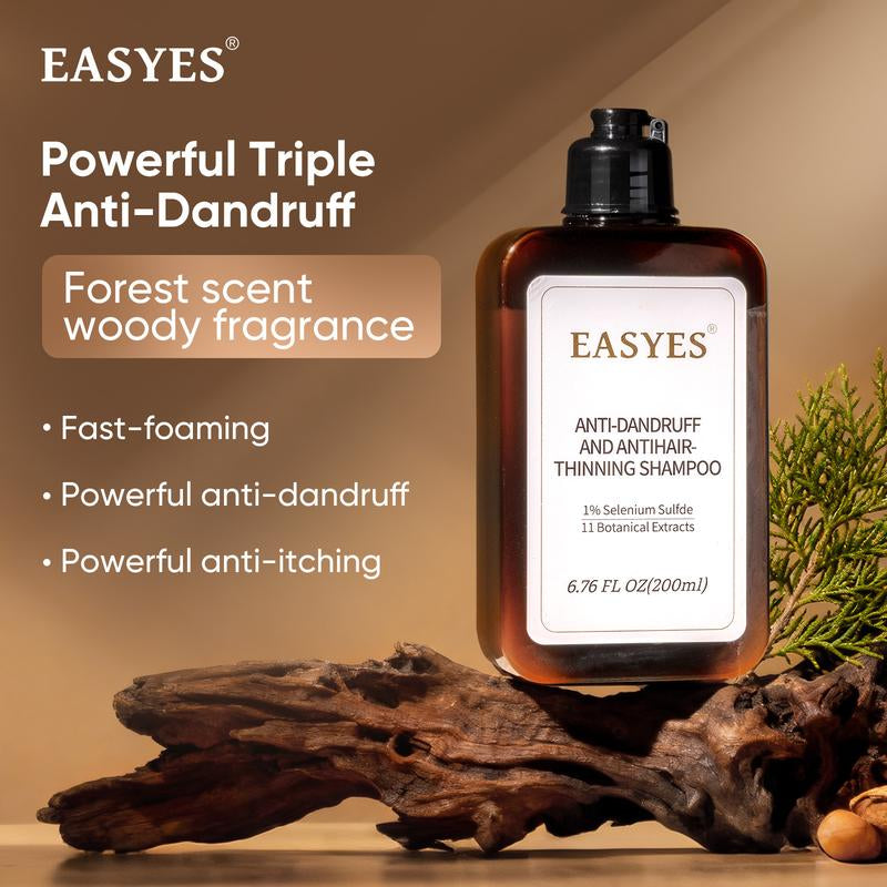 【N】Easyes Rosemary Hair Shampoo Anti-Dandruff Anti-Thinning Repairs Strengthens 3 in 1 - Gently Cleanse Suitable for All Hair Types Woody Fragrance Women and Men Shampoo Vegan No Animal Testing Hair Product the Best Choice for Gifts