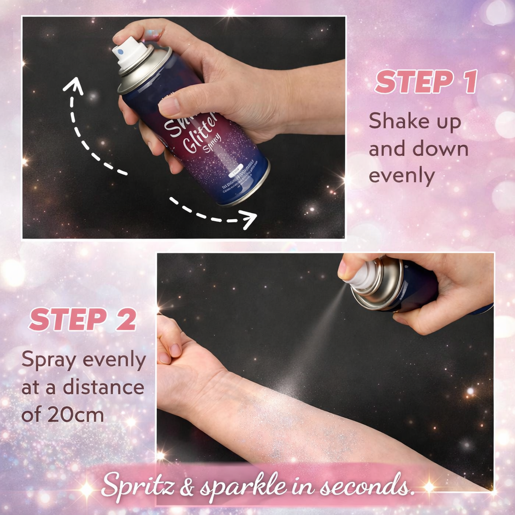 ✨💫 Body Glitter Spray – Long-Lasting, Skin-Friendly, Quick-Dry Sparkle for Hair & Body (60ml) 💫✨