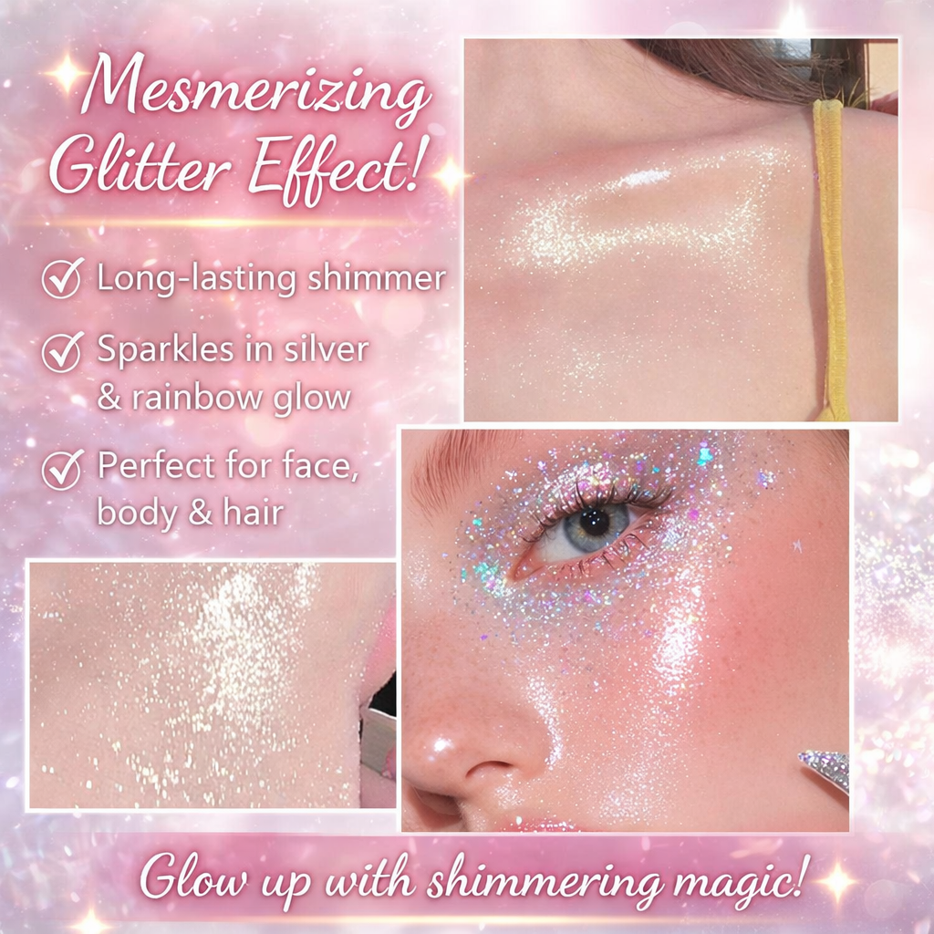 ✨💫 Body Glitter Spray – Long-Lasting, Skin-Friendly, Quick-Dry Sparkle for Hair & Body (60ml) 💫✨