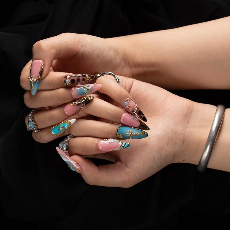 Voxinail Lab | Ethereal Garden | 10PCS 100% Handmade Press-On Nails | Reusable, Salon Quality