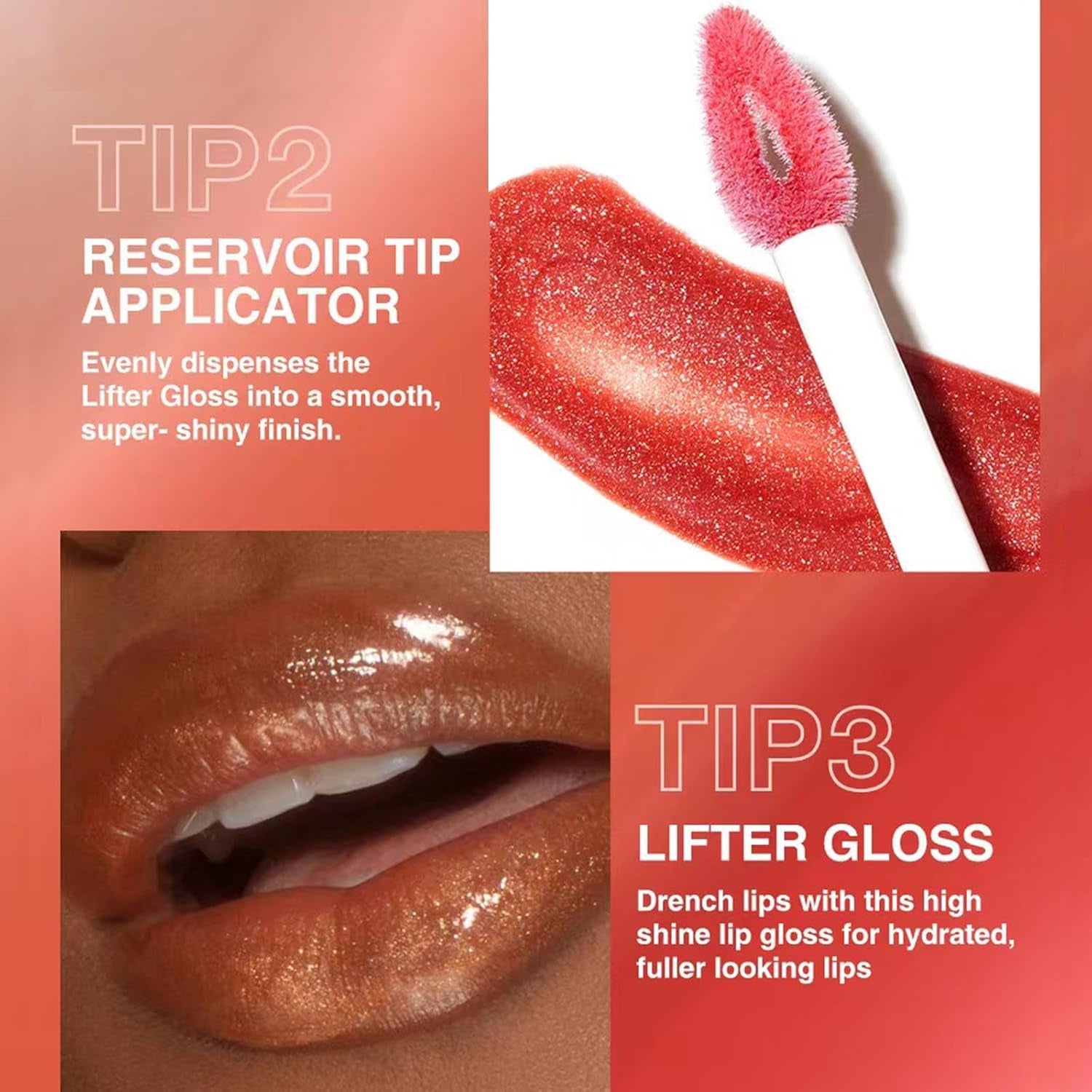 Nude Brown Plumping Glitter Lip Gloss - Hydrating, Long Lasting & High Gloss Finish for Perfect Lips