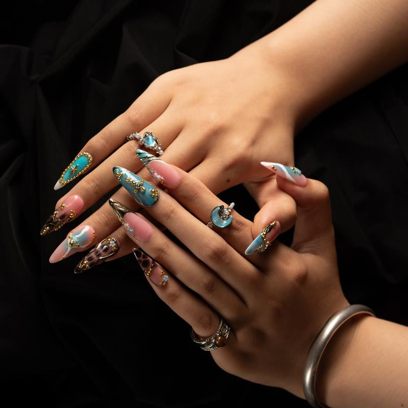 Voxinail Lab | Ethereal Garden | 10PCS 100% Handmade Press-On Nails | Reusable, Salon Quality