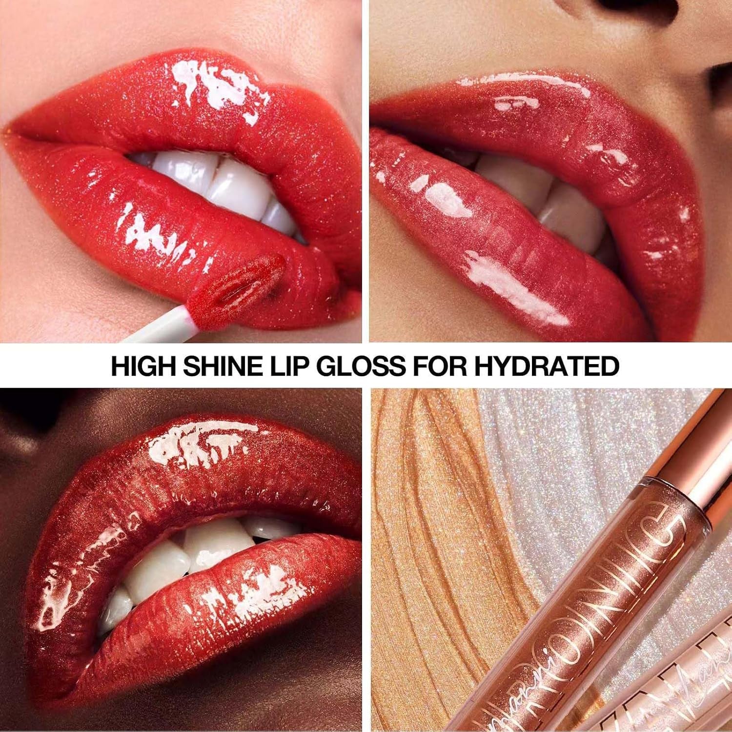 Nude Brown Plumping Glitter Lip Gloss - Hydrating, Long Lasting & High Gloss Finish for Perfect Lips