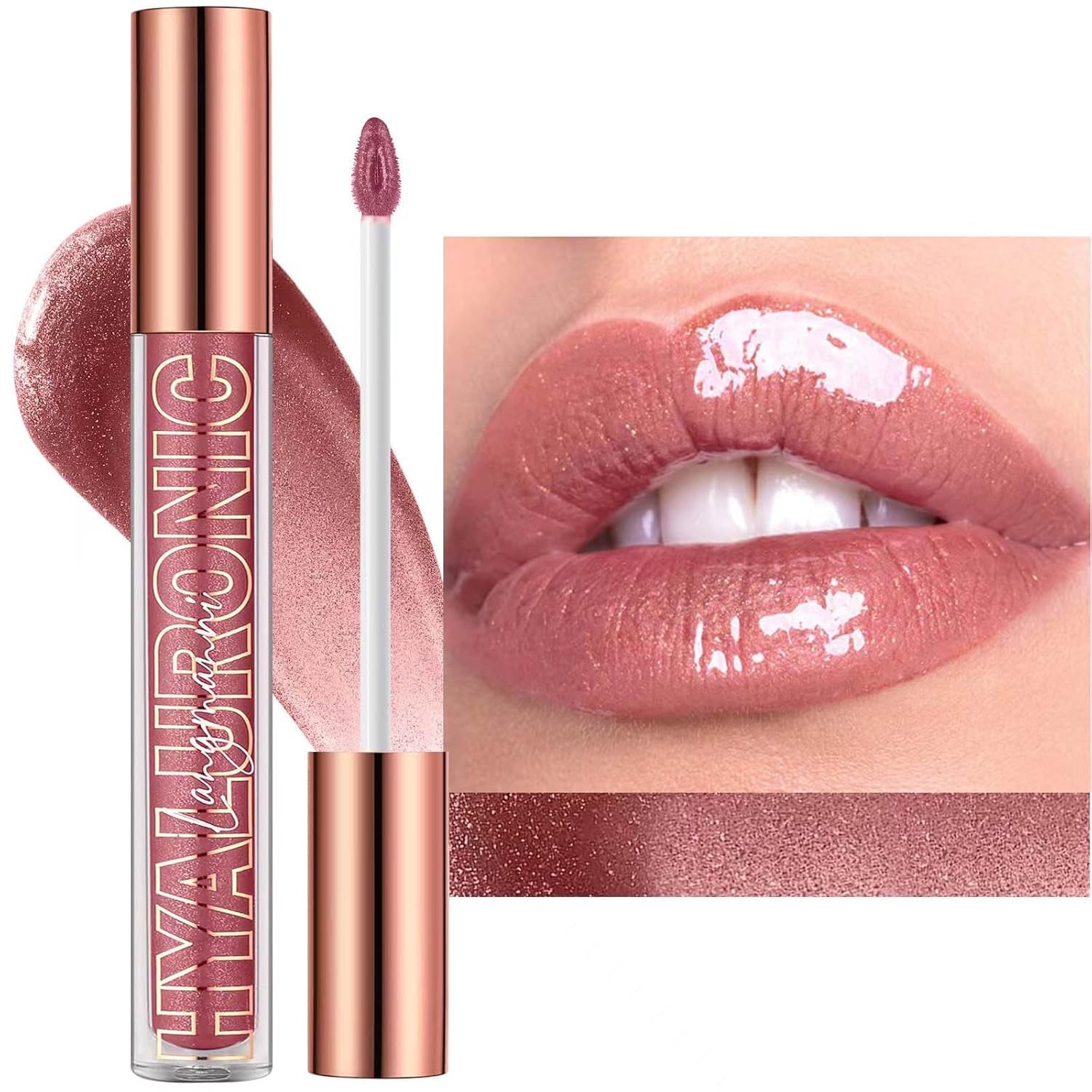 Nude Brown Plumping Glitter Lip Gloss - Hydrating, Long Lasting & High Gloss Finish for Perfect Lips