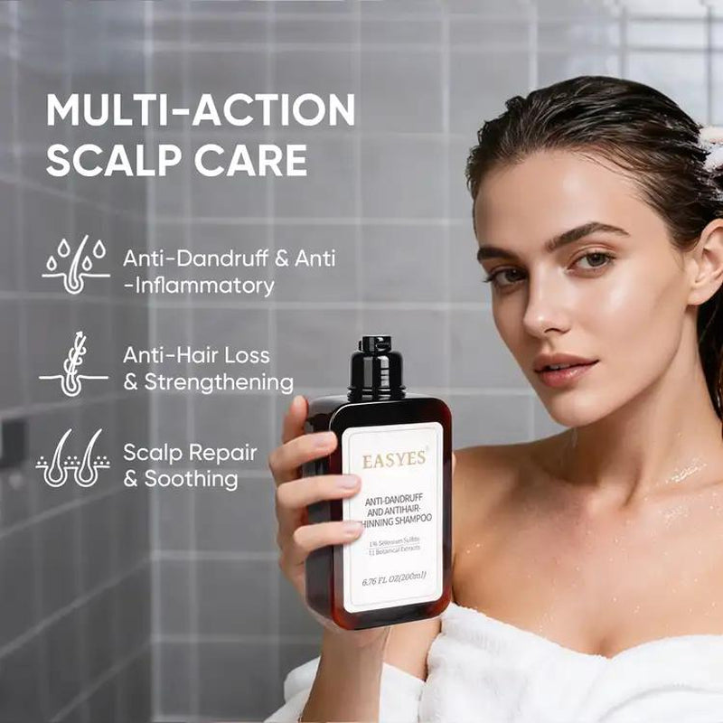 【N】Easyes Rosemary Hair Shampoo Anti-Dandruff Anti-Thinning Repairs Strengthens 3 in 1 - Gently Cleanse Suitable for All Hair Types Woody Fragrance Women and Men Shampoo Vegan No Animal Testing Hair Product the Best Choice for Gifts