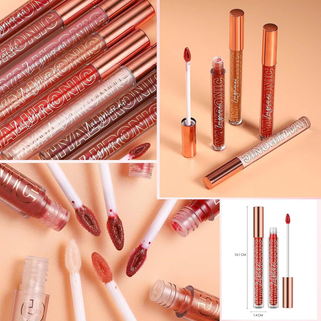 Nude Brown Plumping Glitter Lip Gloss - Hydrating, Long Lasting & High Gloss Finish for Perfect Lips