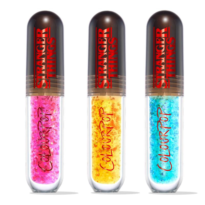 Get Glossy with ColourPop® Stranger Things Talk to Me Ultra Glossy Lip Trio - Perfect for Every Fan!